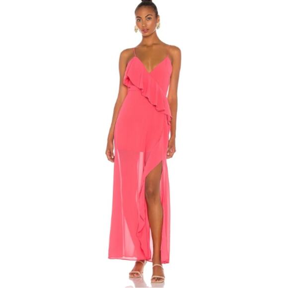 Lovers + Friends Darcy Maxi Dress in Grapefruit Pink NWT Size Small - Picture 1 of 3